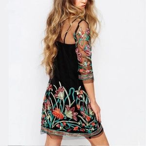 LAST ONE! Floral Embroidered and Mesh Dress